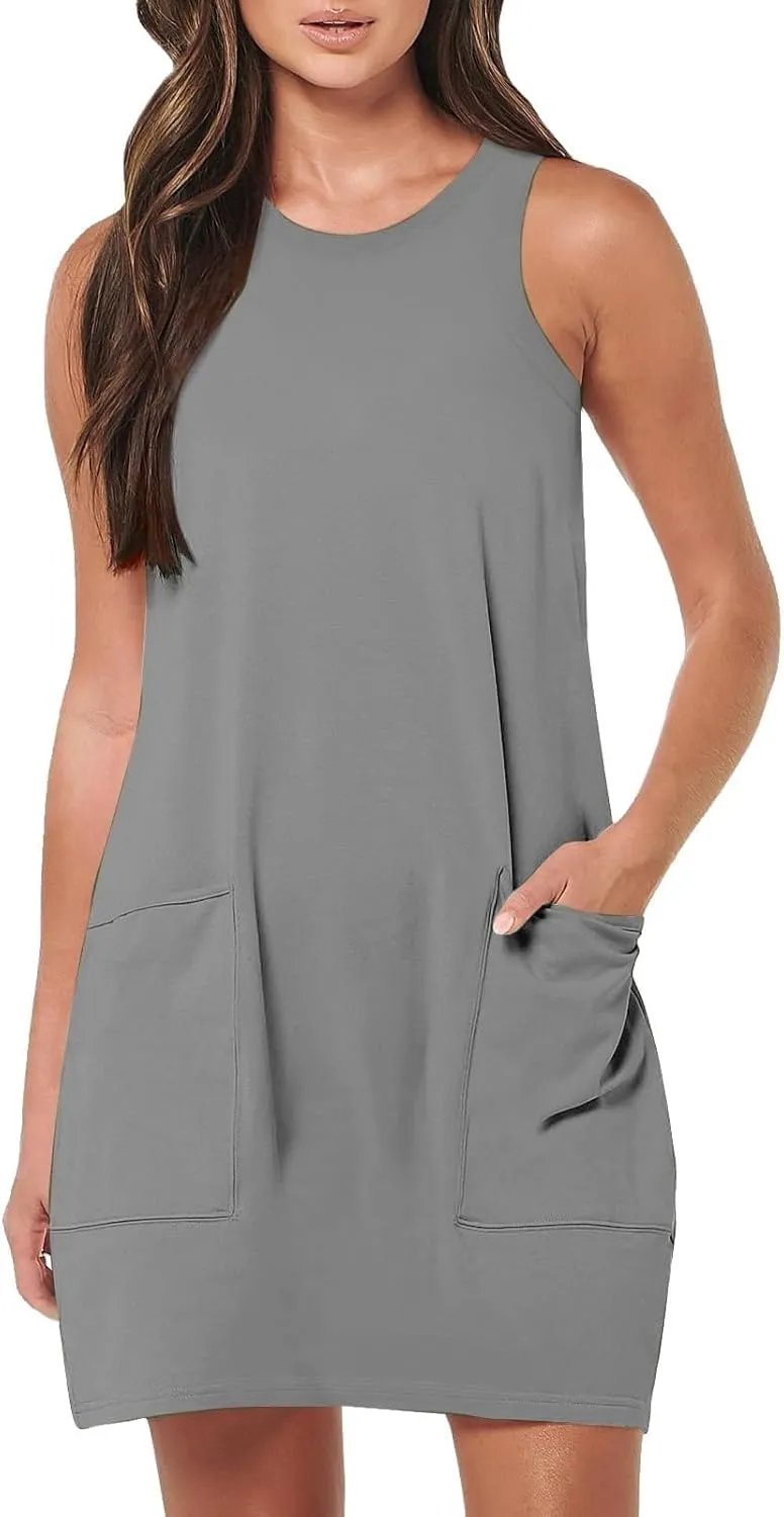 2025 Summer Tank Mini Sun Dresses for Women Trendy Casual Work Summer Sundresses Sport Vacation Beach Party Solid