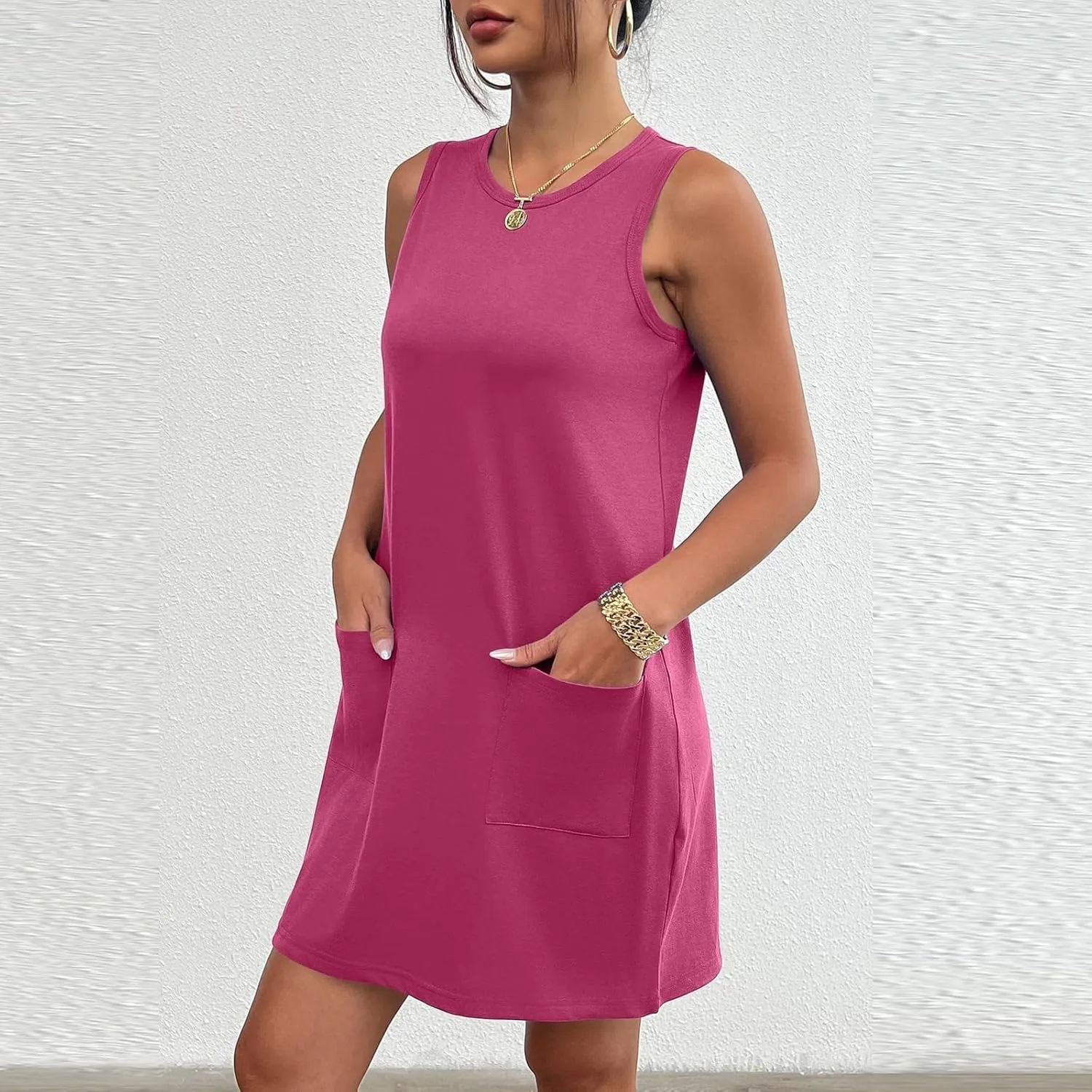 2025 Summer Tank Mini Sun Dresses for Women Trendy Casual Work Summer Sundresses Sport Vacation Beach Party Solid