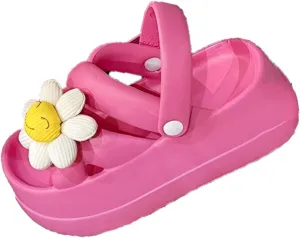 3D Sunflower Slippers Floral Slippers Dopamine Platform Sandals Women Clogs Anti-Slip 2-In-1 Wear Thick Sole