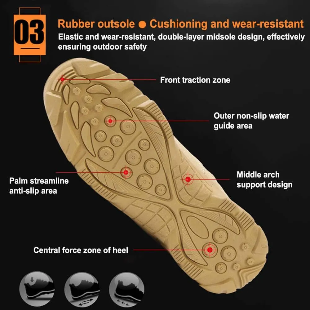 8 Inch Tactical Military Boots for Men & Women - Side Zipper Combat Work Shoes Hiking Trekking Mountaineerin Boots