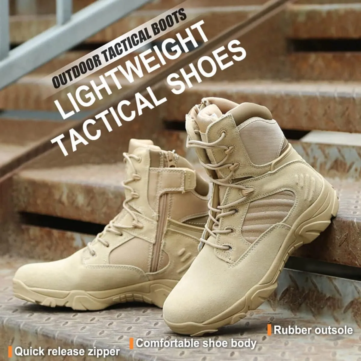 8 Inch Tactical Military Boots for Men & Women - Side Zipper Combat Work Shoes Hiking Trekking Mountaineerin Boots
