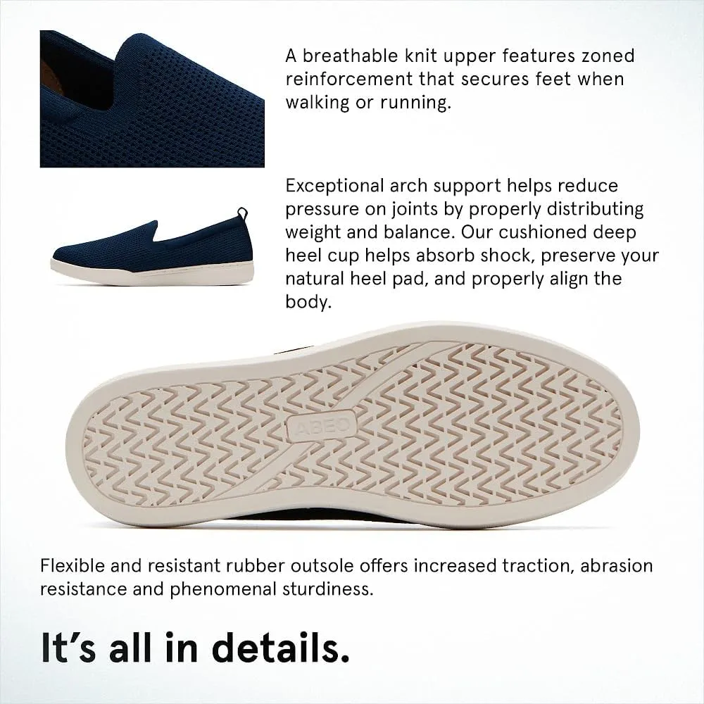 ABEO Encore Knit Slip On Sneakers for Women | Breathable Knit Slip On Sneakers | Arch Support Sneakers for Women | Built-in Orthotic Insole | Women's Travel Sneakers