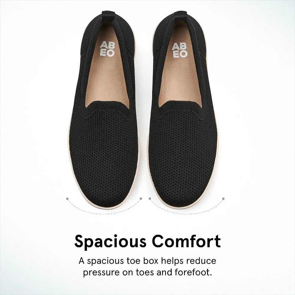 ABEO Encore Knit Slip On Sneakers for Women | Breathable Knit Slip On Sneakers | Arch Support Sneakers for Women | Built-in Orthotic Insole | Women's Travel Sneakers