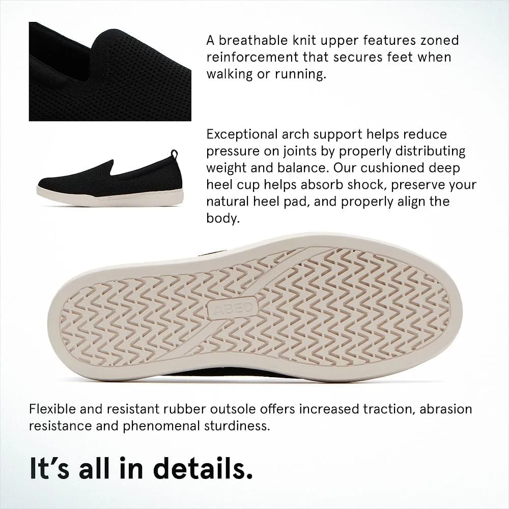 ABEO Encore Knit Slip On Sneakers for Women | Breathable Knit Slip On Sneakers | Arch Support Sneakers for Women | Built-in Orthotic Insole | Women's Travel Sneakers