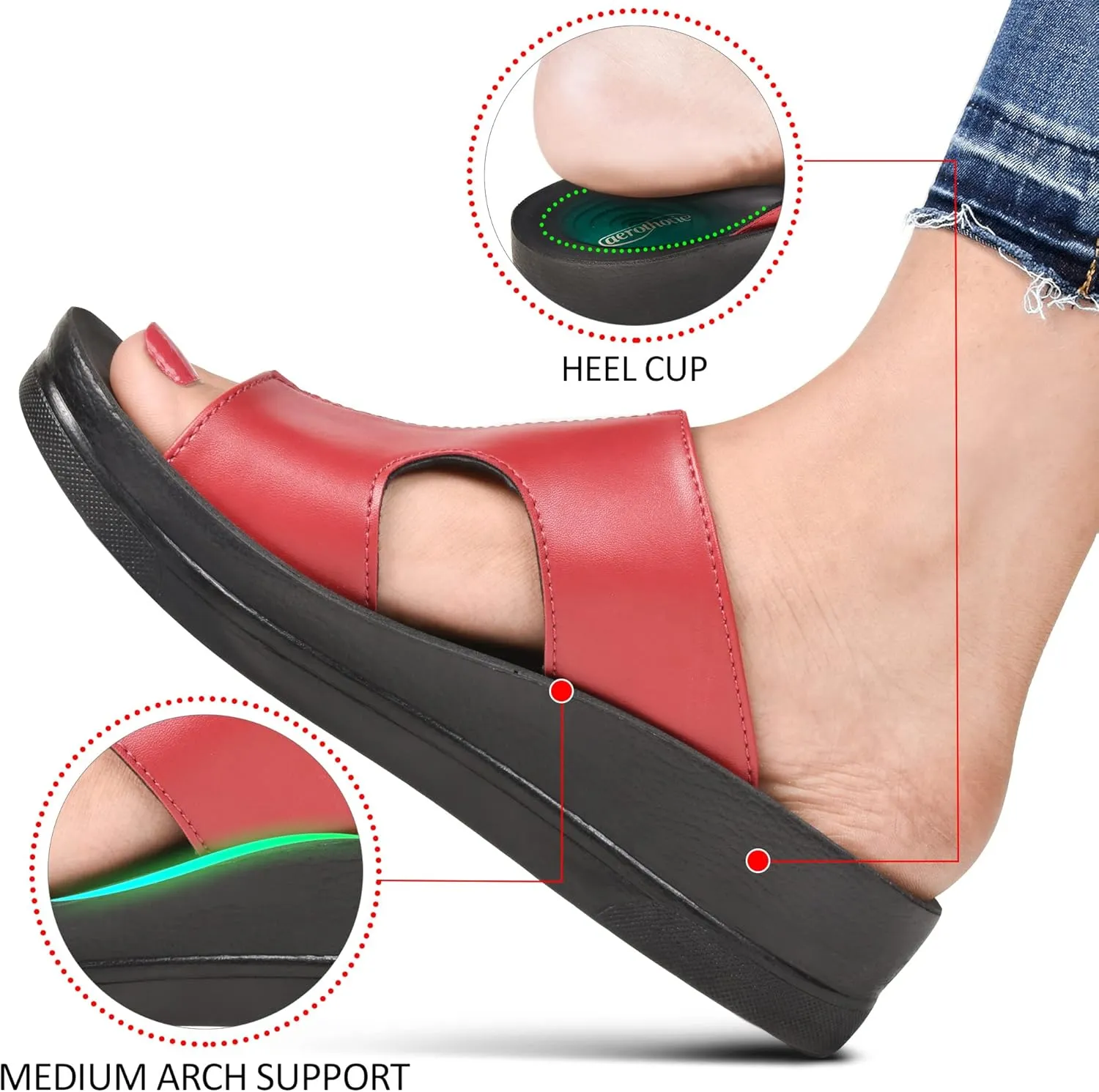 AEROTHOTIC Women’s Cushioned Strap Open Toe Platform Sandals with Arch Support