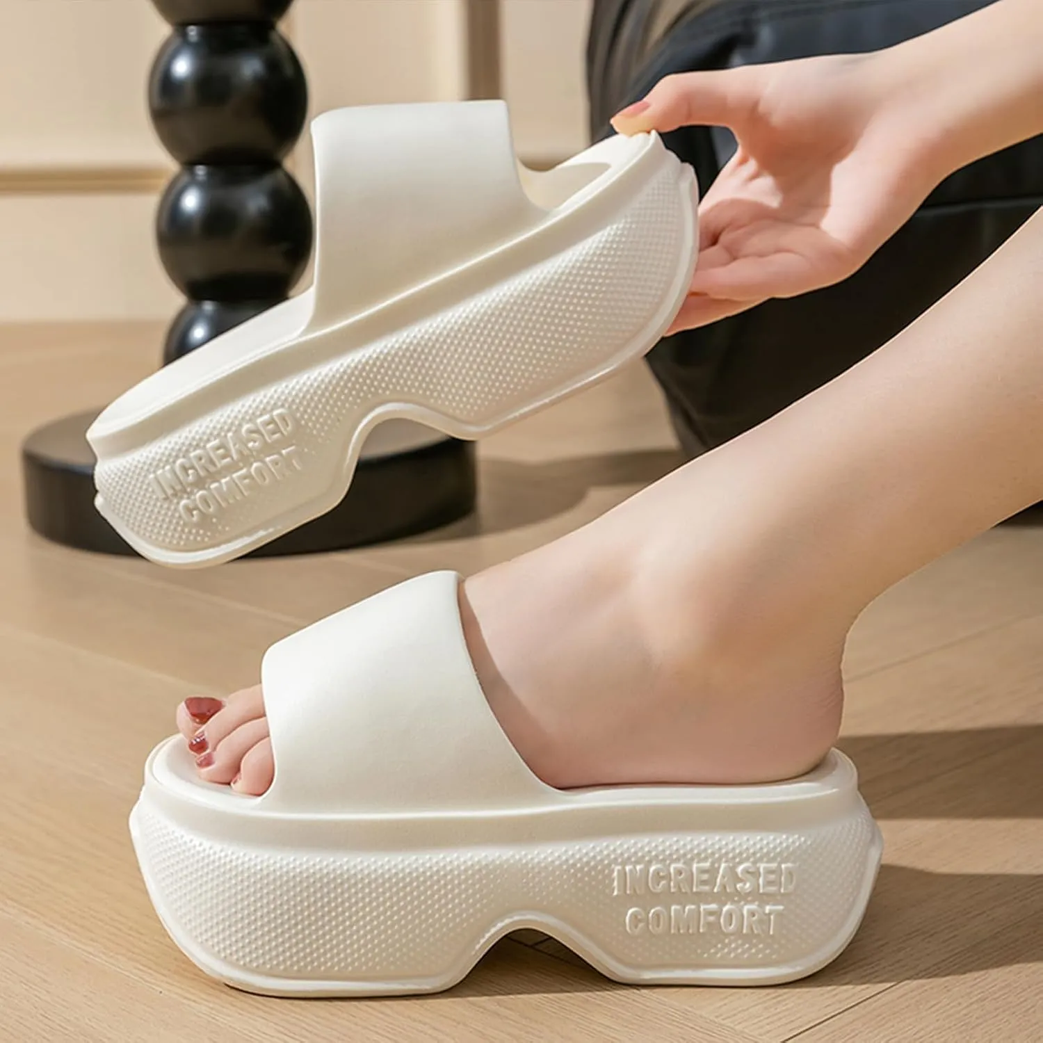 Alexis Leroy Casual Slippers for Women House Indoor Slides Bathroom Shower Sandals Lightweight Cushioned Thick Sole Easy to Clean