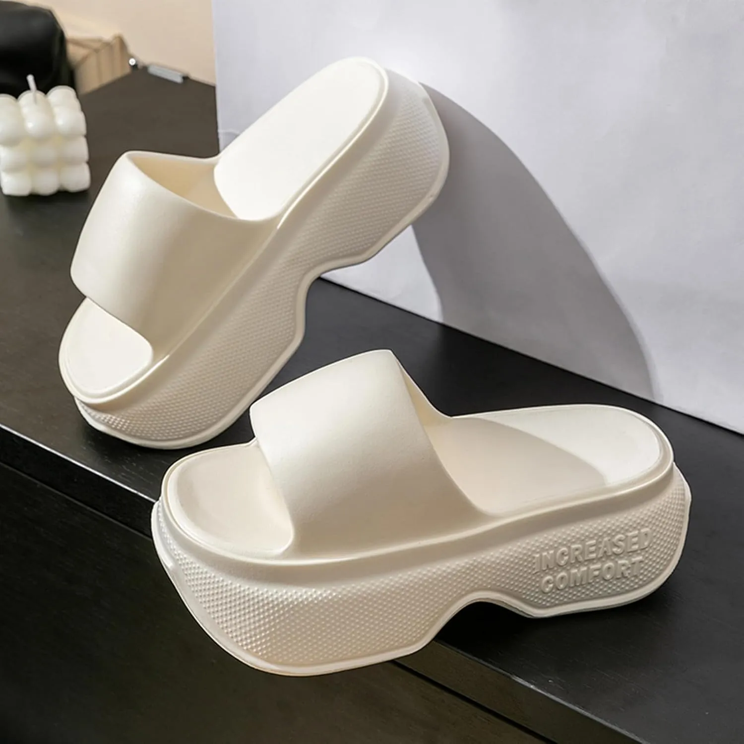 Alexis Leroy Casual Slippers for Women House Indoor Slides Bathroom Shower Sandals Lightweight Cushioned Thick Sole Easy to Clean