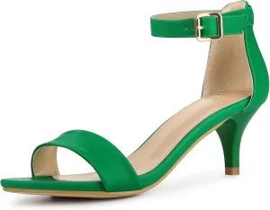 Allegra K Women's Ankle Strap Kitten Heel Sandals