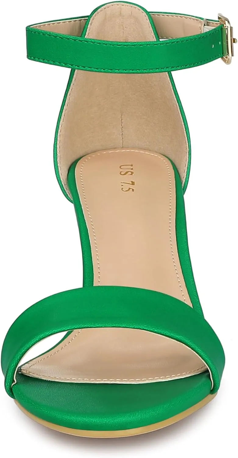 Allegra K Women's Ankle Strap Kitten Heel Sandals