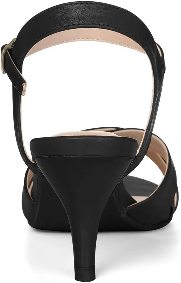 Allegra K Women's Cross Straps Kitten Heel Sandals