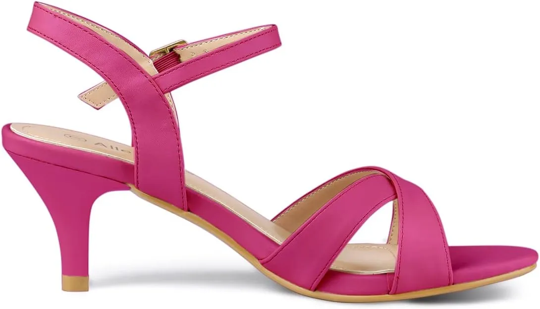 Allegra K Women's Cross Straps Kitten Heel Sandals