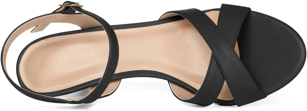 Allegra K Women's Cross Straps Kitten Heel Sandals