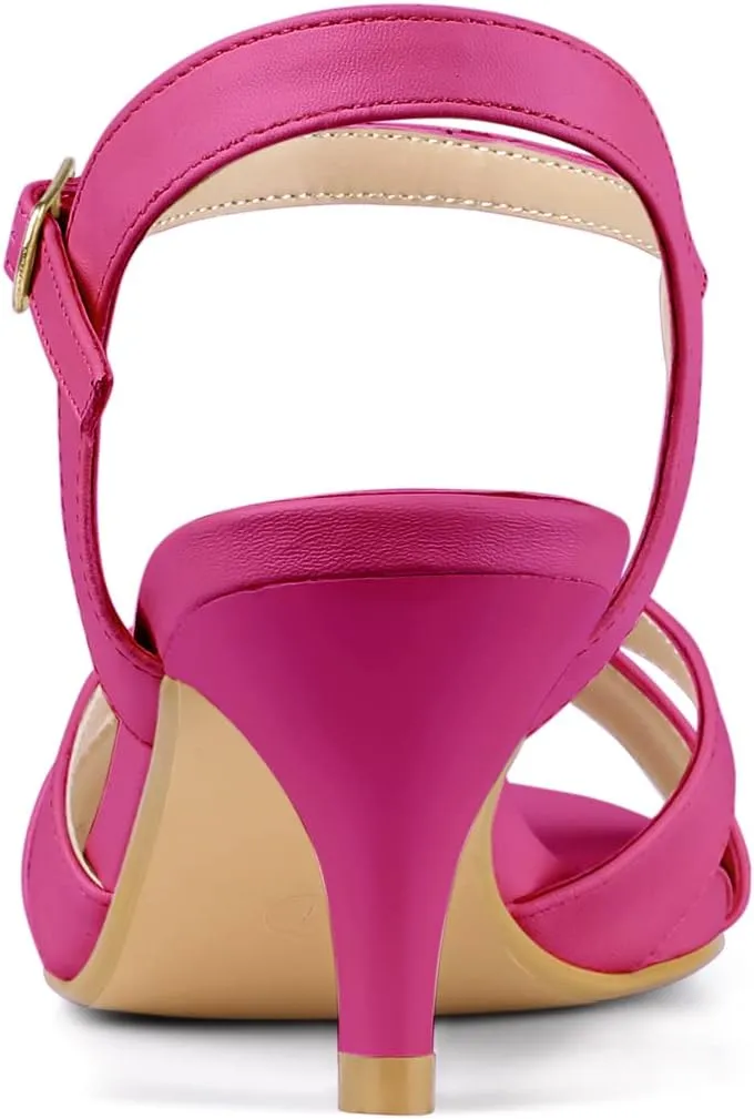 Allegra K Women's Cross Straps Kitten Heel Sandals
