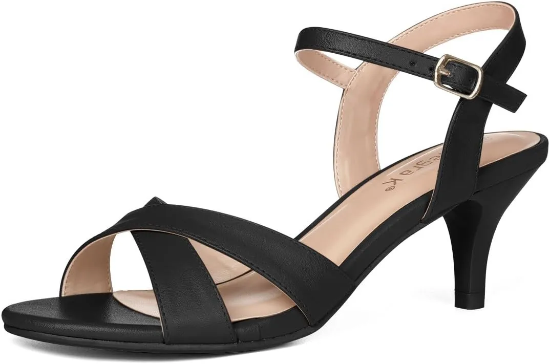 Allegra K Women's Cross Straps Kitten Heel Sandals