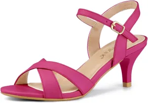 Allegra K Women's Cross Straps Kitten Heel Sandals