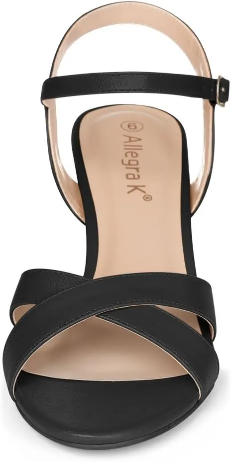 Allegra K Women's Cross Straps Kitten Heel Sandals