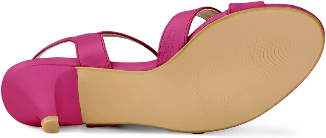 Allegra K Women's Cross Straps Kitten Heel Sandals