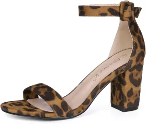 Allegra K Women's Floral Print Open Toe Block High Heels Summer Sandals