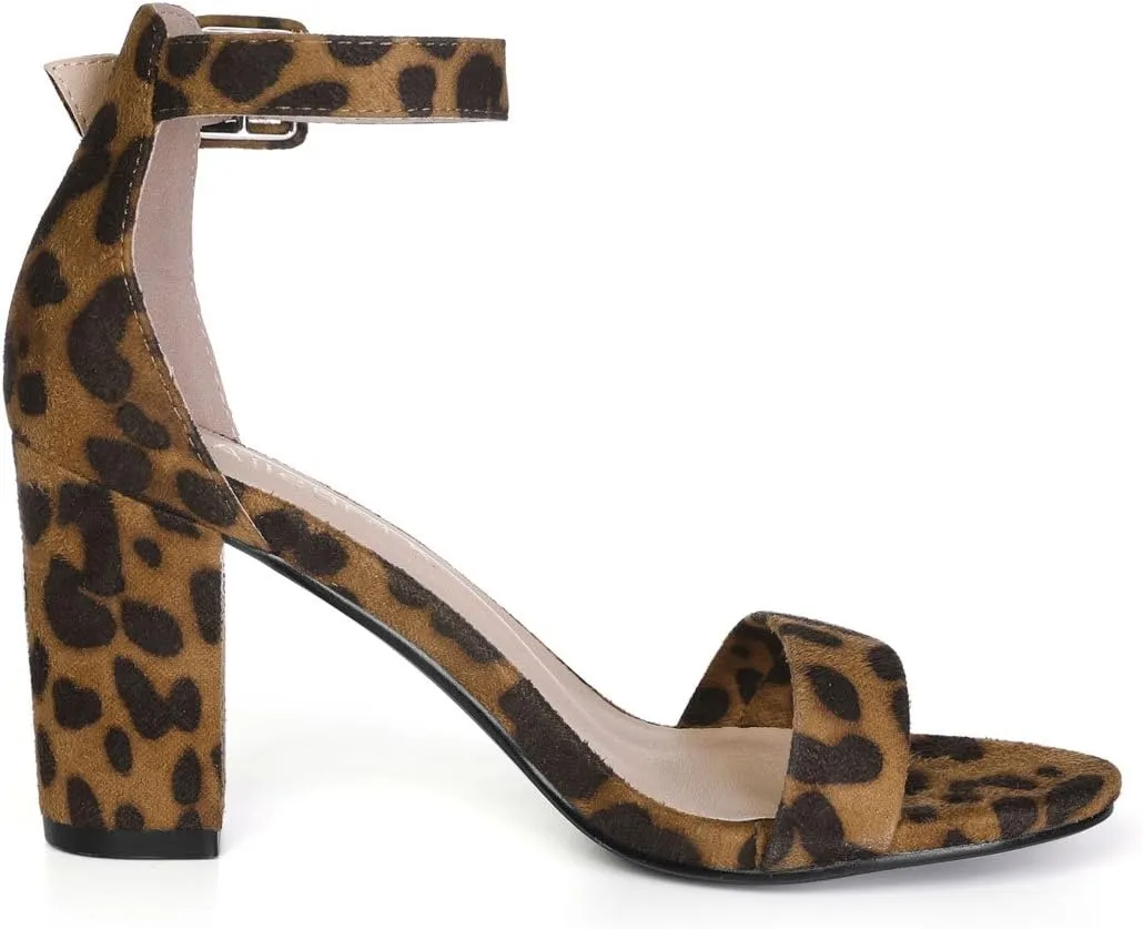 Allegra K Women's Floral Print Open Toe Block High Heels Summer Sandals