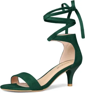 Allegra K Women's Kitten Heel Lace Up Sandals