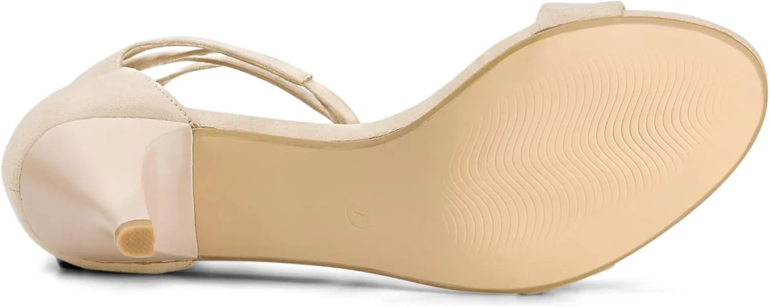 Allegra K Women's Kitten Heel Lace Up Sandals