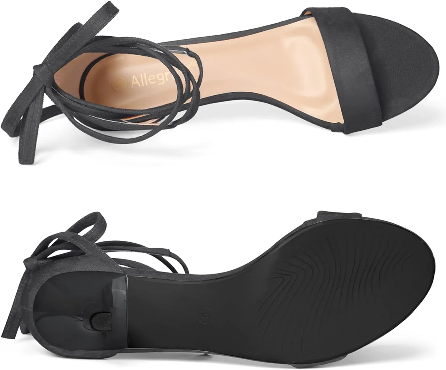Allegra K Women's Kitten Heel Lace Up Sandals