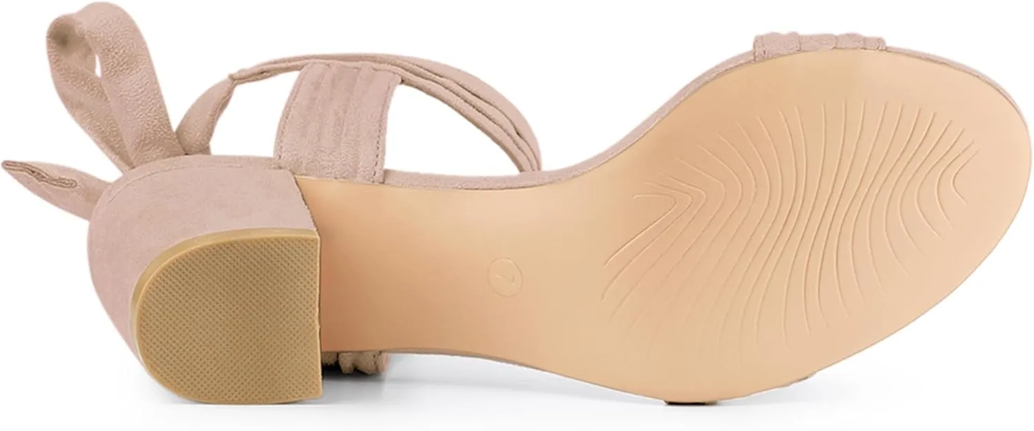 Allegra K Women's Open Toe Ankle Tie Back Block Heels Sandals