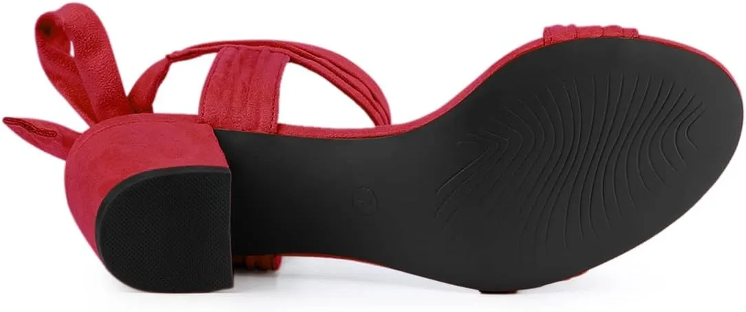 Allegra K Women's Open Toe Ankle Tie Back Block Heels Sandals
