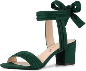 Allegra K Women's Open Toe Ankle Tie Back Block Heels Sandals