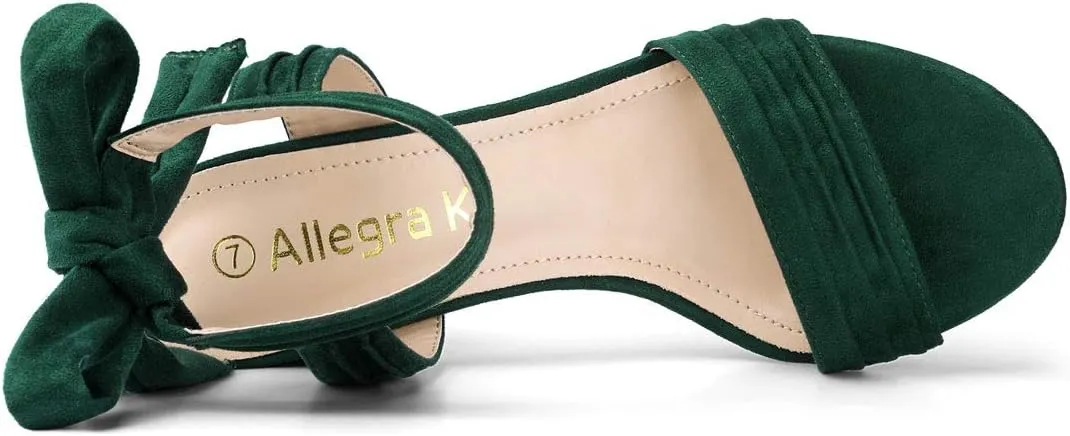 Allegra K Women's Open Toe Ankle Tie Back Block Heels Sandals