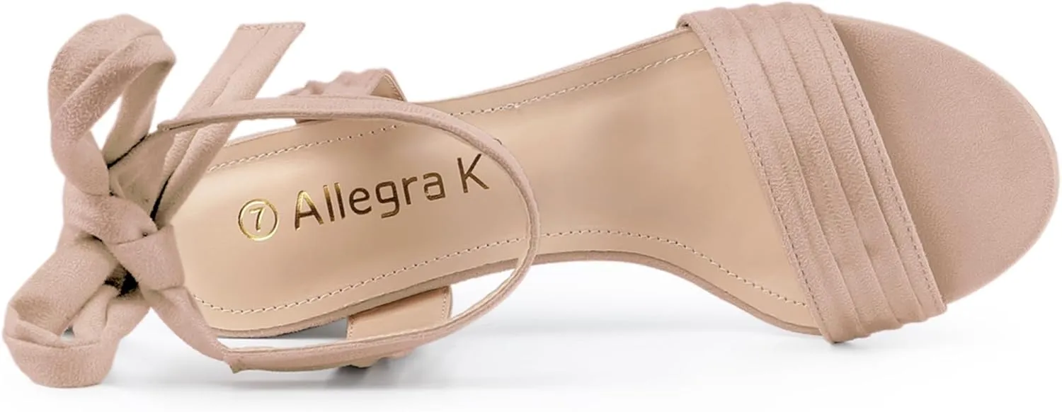 Allegra K Women's Open Toe Ankle Tie Back Block Heels Sandals