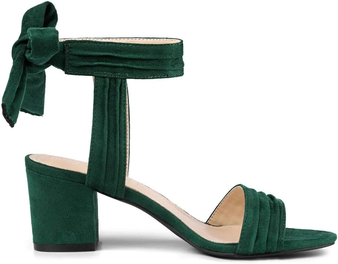 Allegra K Women's Open Toe Ankle Tie Back Block Heels Sandals