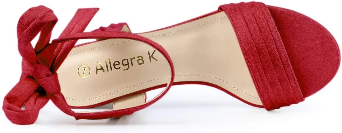 Allegra K Women's Open Toe Ankle Tie Back Block Heels Sandals