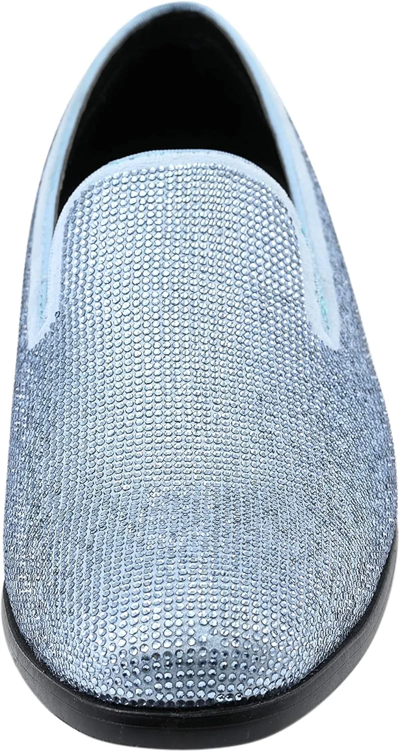 Amali Devy, Men's Dress Loafers, Slip-On Tuxedo Shoes for Men, Velvet Embellished Loafer Slippers