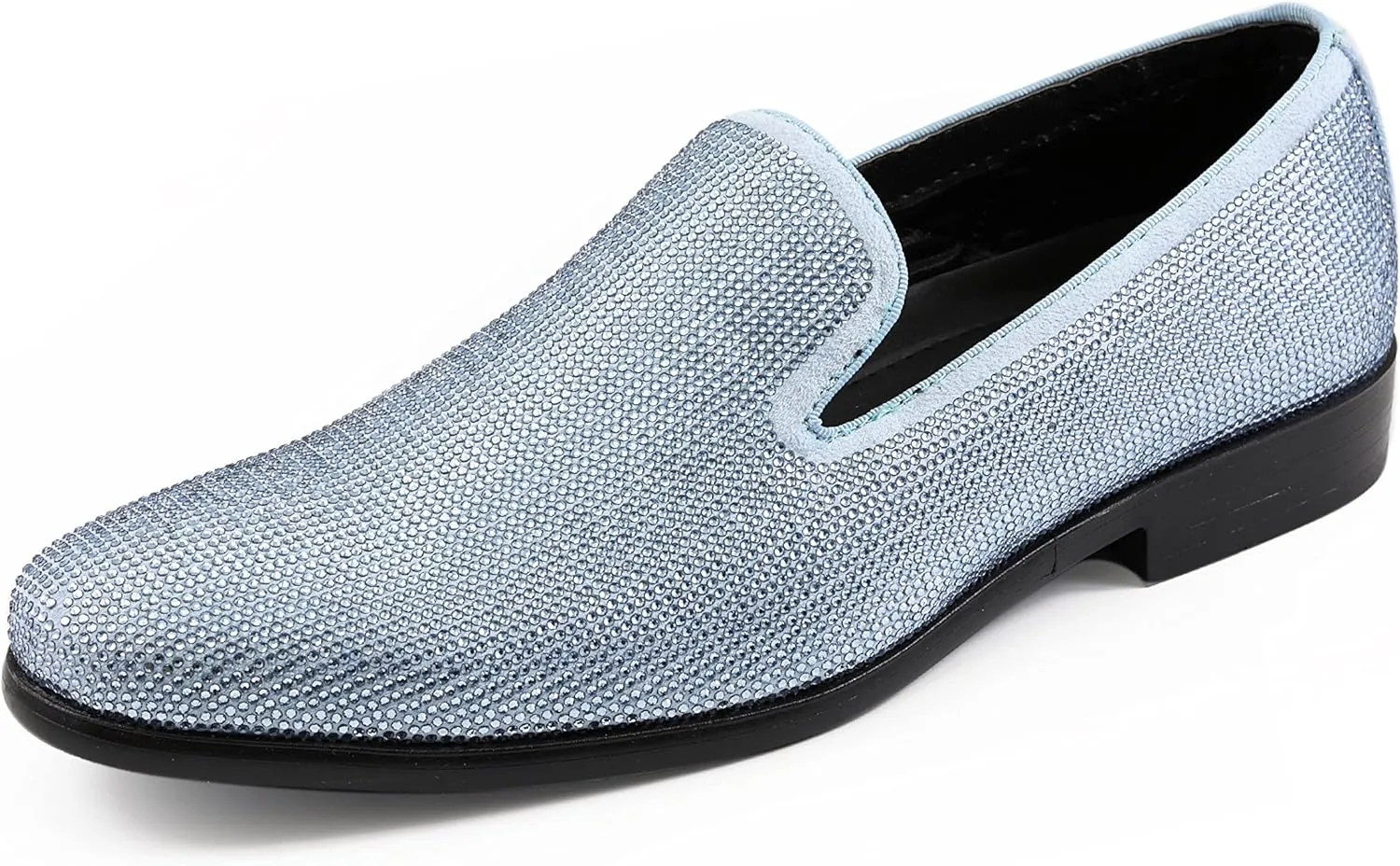 Amali Devy, Men's Dress Loafers, Slip-On Tuxedo Shoes for Men, Velvet Embellished Loafer Slippers