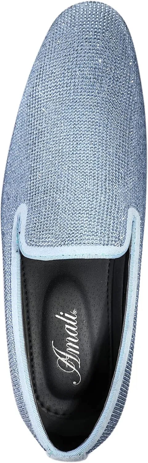 Amali Devy, Men's Dress Loafers, Slip-On Tuxedo Shoes for Men, Velvet Embellished Loafer Slippers