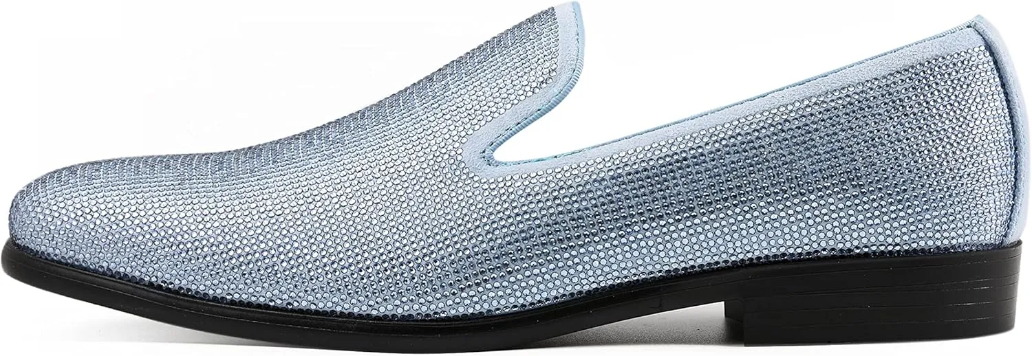 Amali Devy, Men's Dress Loafers, Slip-On Tuxedo Shoes for Men, Velvet Embellished Loafer Slippers