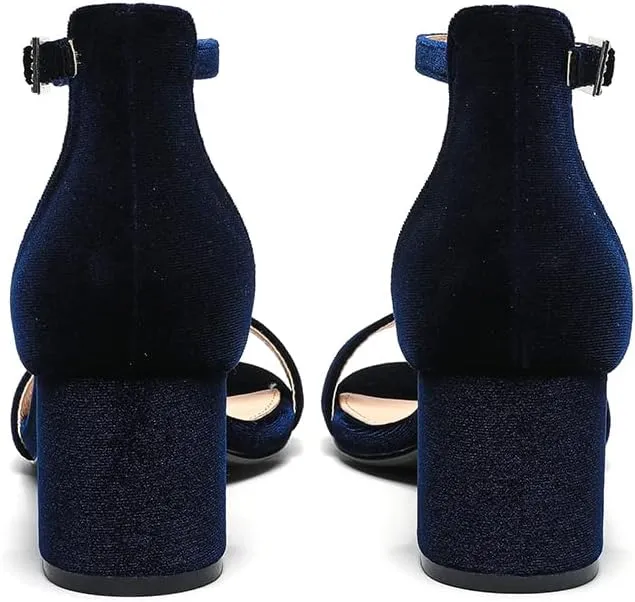 Amoji Women's 2.5 Inch Low Heel Ankle Strap Dressy Sandals 301