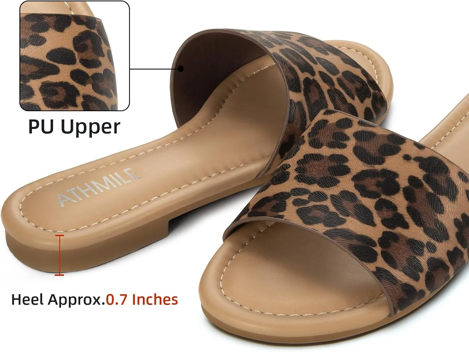ATHMILE Sandals for Women 2025 One Band Womens Sandals Dressy Open Toe Flats Summer Slides for Casual Party Cute Beach