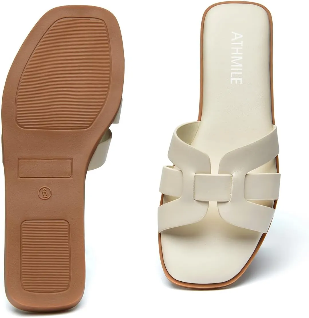 ATHMILE Womens Sandals Dressy Summer Flat Beach Comfortable Cute Sandals for Women Slides Casual Dress Sandal 2024 Size 6-11