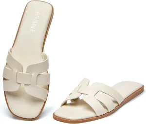 ATHMILE Womens Sandals Dressy Summer Flat Beach Comfortable Cute Sandals for Women Slides Casual Dress Sandal 2024 Size 6-11
