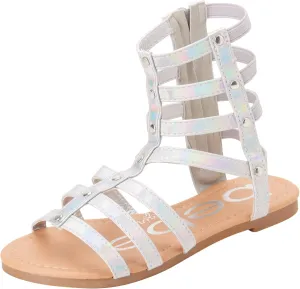 bebe Girls' Sandals - Open Toe Lightweight Summer Strappy Flat Gladiator Sandals with Ankle Zipper and Cushioned Sole