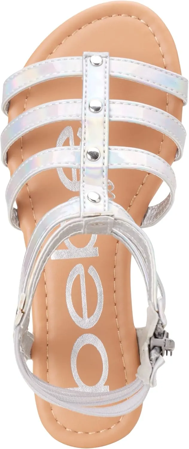 bebe Girls' Sandals - Open Toe Lightweight Summer Strappy Flat Gladiator Sandals with Ankle Zipper and Cushioned Sole