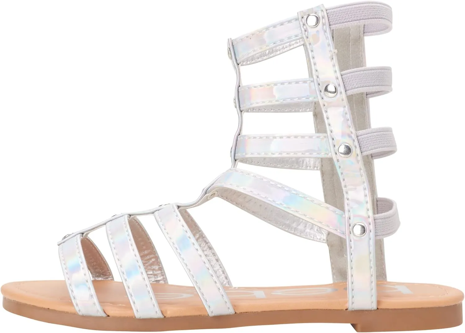 bebe Girls' Sandals - Open Toe Lightweight Summer Strappy Flat Gladiator Sandals with Ankle Zipper and Cushioned Sole