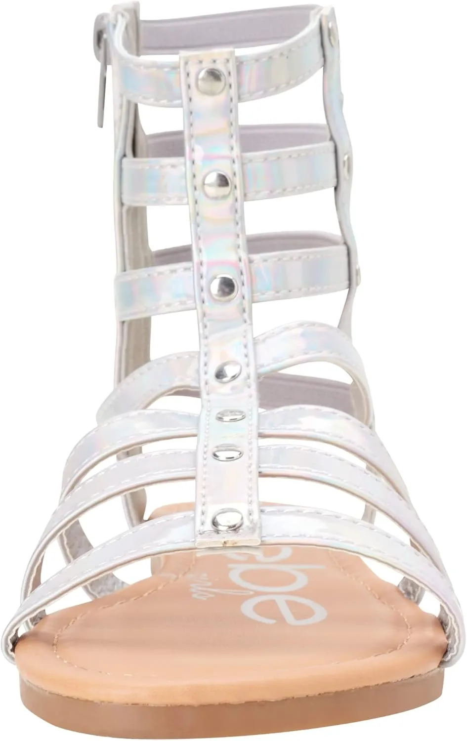 bebe Girls' Sandals - Open Toe Lightweight Summer Strappy Flat Gladiator Sandals with Ankle Zipper and Cushioned Sole