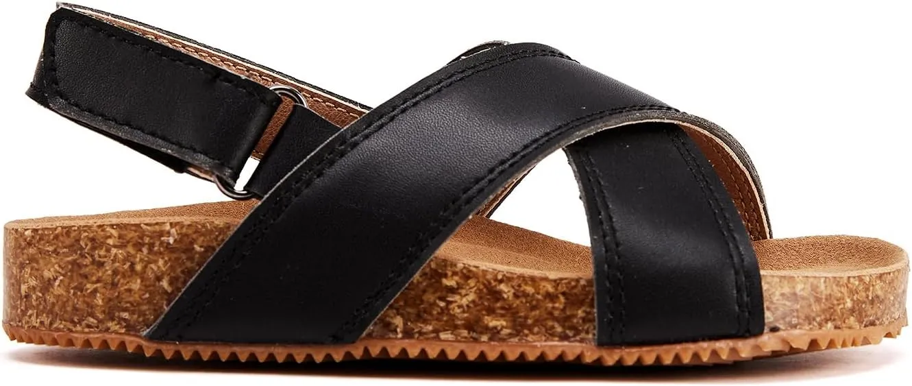 BMCiTYBM Toddler Boys Girls Sandals Open Toe Arch Support Slides Adjustable Straps Cork Footbed Slippers for Indoor Outdoor