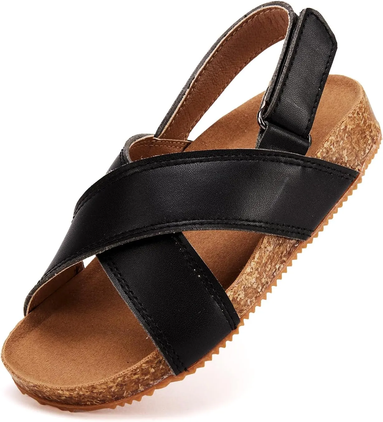 BMCiTYBM Toddler Boys Girls Sandals Open Toe Arch Support Slides Adjustable Straps Cork Footbed Slippers for Indoor Outdoor