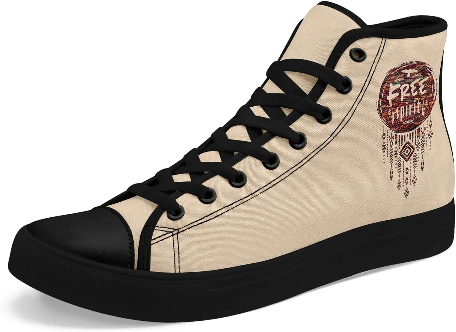 Bohemian High-Top Canvas Sneakers for Men Women – Breathable, Lightweight, Ethnic Casual Shoes with Durable Rubber Sole