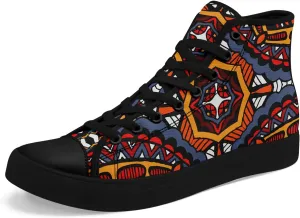 Bohemian High-Top Canvas Sneakers for Men Women – Breathable, Lightweight, Ethnic Casual Shoes with Durable Rubber Sole