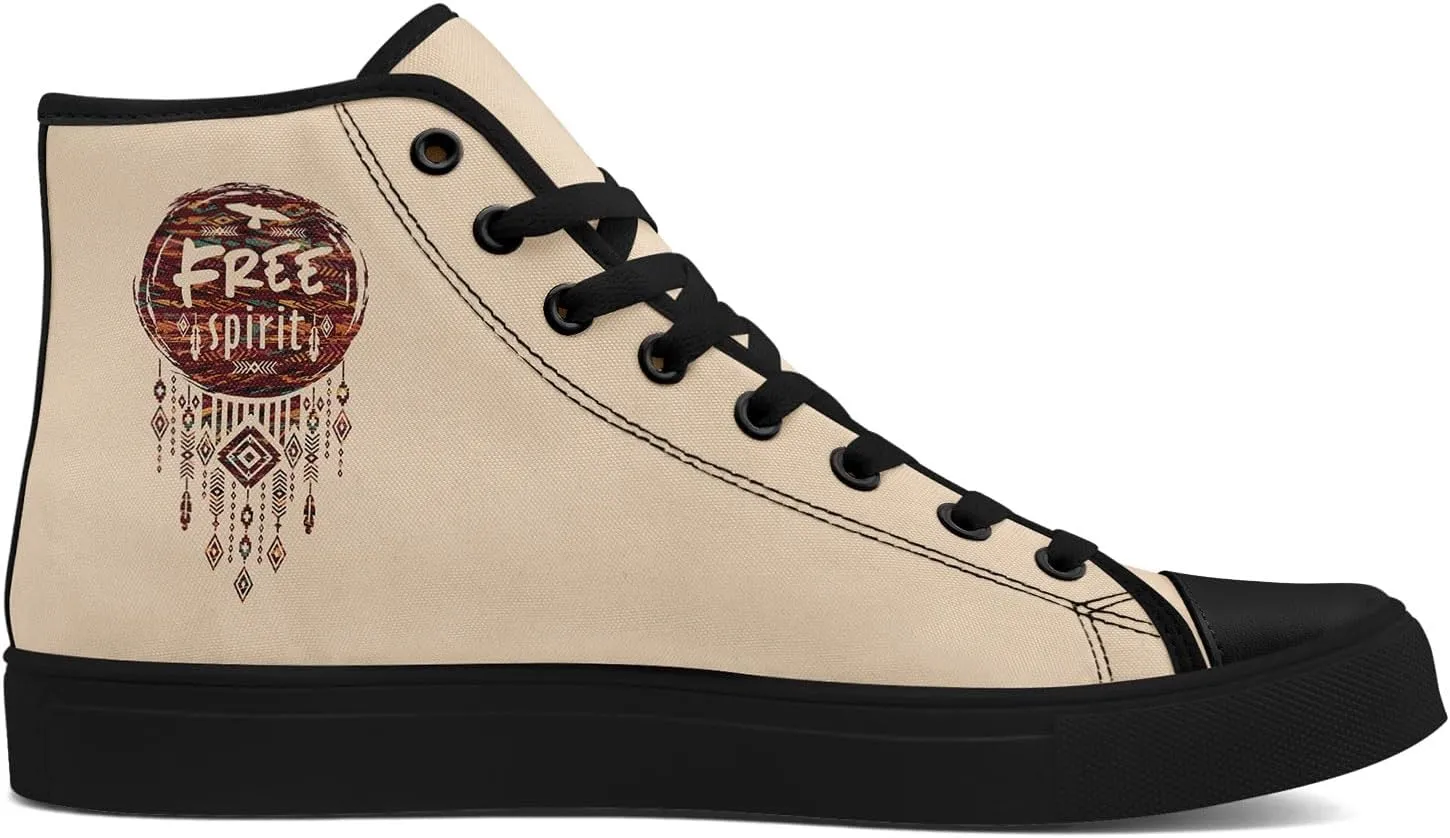 Bohemian High-Top Canvas Sneakers for Men Women – Breathable, Lightweight, Ethnic Casual Shoes with Durable Rubber Sole